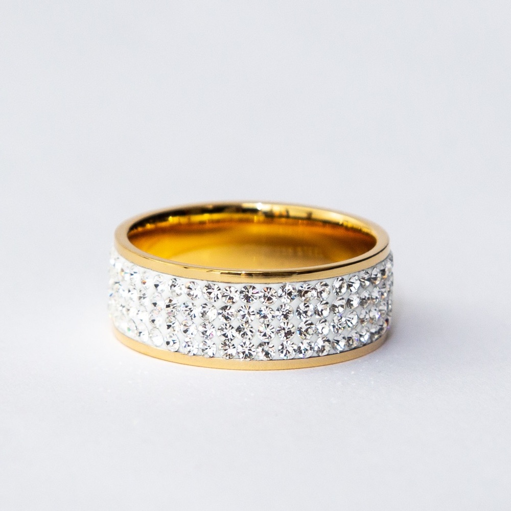 Eternity band crystals yellow gold over stainless steel 10 Steel by Design